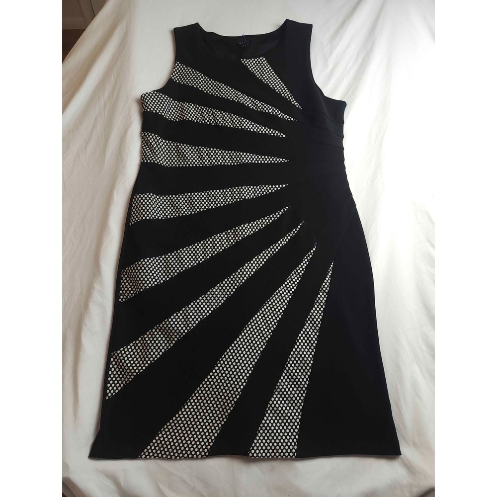 Sami and Jo Sheath Dress Womens Size 2X Black Polka Dot‎ Sleeveless Knee Length